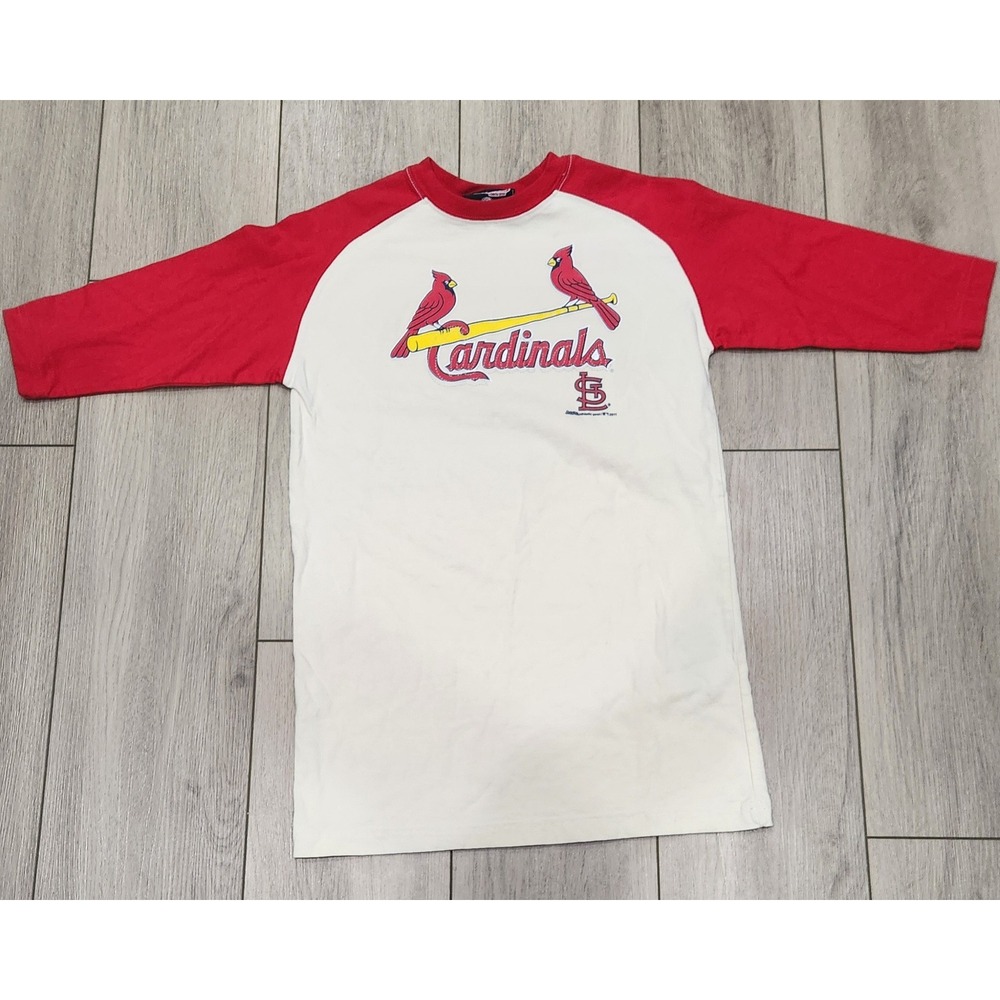Stitches St. Louis Cardinals Baseball Raglan Shirt 100% Cotton MLB Youth L‎